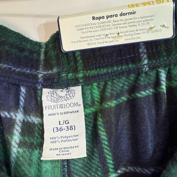 Fruit of the Loom Men’s Plaid Sleepwear Drawstring Pants Size L - Picture 4 of 6